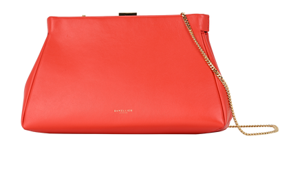 Cannes Slim Clutch On Chain, &pound;195, Handbags, Red, Leather, Front view